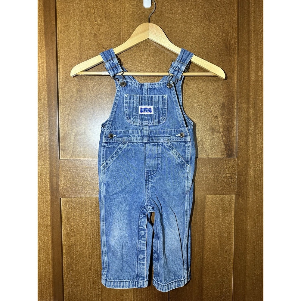Vintage Big Smith Toddler Denim Bib Overalls 18 Months Blue Cotton